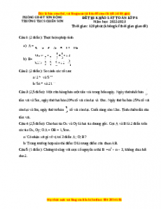 Đề thi chọn HSG cấp Trường môn Toán 6 năm 2022 - 2023 - THCS Chiêm Sơn có đáp án