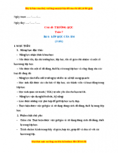 Giáo án TNXH 1 Kết nối tri thức Tuần 7