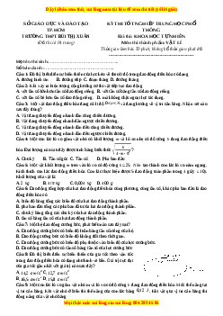Đề thi thử Vật lí trường Bùi Thị Xuân - HCM năm 2023