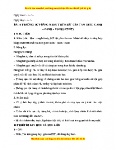 Giáo án Trường hợp bằng nhau thứ nhất của tam giác. Cạnh-cạnh-cạnh Toán 7 Cánh diều