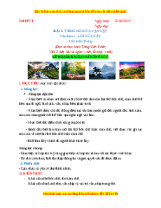 Giáo án Bài 1: Tiếng nói của vạn vật (Thơ bốn chữ, năm chữ) 2024 Chân trời sáng tạo