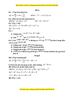 Đề thi giữa kì 1 Toán 8 năm 2023 - Đề 64