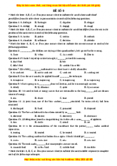 Đề thi thử THPT Quốc Gia môn Tiếng Anh có đáp án ( đề 9 ) - thầy Bùi Văn Vinh
