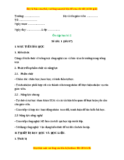 Giáo án Ôn tập học kì 2 Công nghệ 10 Cánh diều