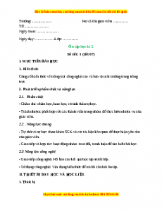 Giáo án Ôn tập học kì 2 Công nghệ 10 Cánh diều