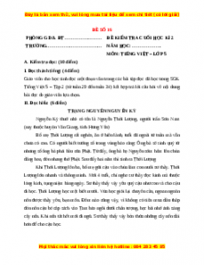 Đề thi cuối kì 2 Tiếng Việt lớp 5 năm 2023 (Đề 36)