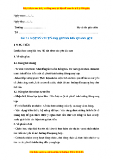 Giáo án Sinh học 7 Kết nối tri thức Bài 23: Một số yếu tố ảnh hưởng đến quang hợp