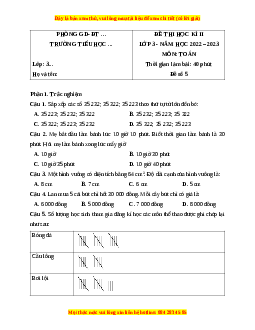 Đề thi cuối kì 2 Toán lớp 3 Chân trời sáng tạo - Đề 5