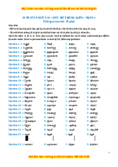 Chuyên đề bài tập Tiếng Anh 12 năm 2023 Dạng 1: 170 bài tìm từ được gạch chân phát âm khác