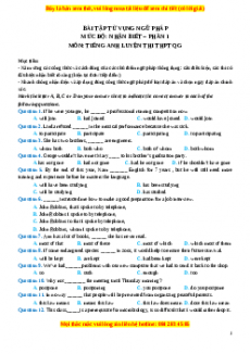 Chuyên đề bài tập Tiếng Anh 12 năm 2023 Dạng 11 - 390 bài Ngữ pháp và Từ vựng