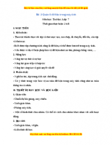 Giáo án Tin học 7 Kết nối tri thức Bài 3 Quản lí dữ liệu trong máy tính