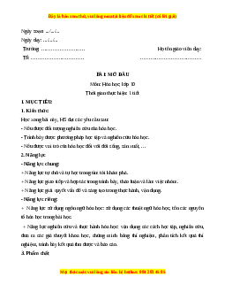 Giáo án Bài mở đầu Hóa học 10 Kết nối tri thức