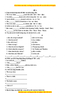 Học kỳ 1: Phần 2 Một số đề kiểm tra học kỳ 1 - Mục B- Đề kiểm tra học kì số 4 -Giáo viên Mai Lan Hương đầy đủ đáp án