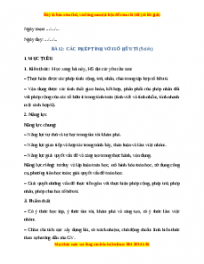 Giáo án Toán 7 Chân trời sáng tạo Bài 2: Các phép tính với số hữu tỉ