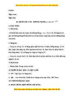 Giáo án Hệ số góc của đường thẳng Toán 9 Học kì 1