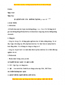 Giáo án Hệ số góc của đường thẳng Toán 9 Học kì 1