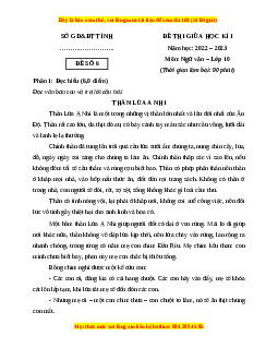 Đề thi giữa học kì 1 Ngữ Văn 10 Cánh diều có đáp án (Đề 6)