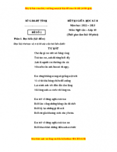 Đề thi giữa học kì 2 Ngữ Văn 10 Chân trời sáng tạo có đáp án (Đề 2)