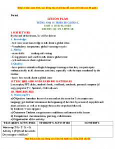 Giáo án Unit 4: Our planet Tiếng Anh 10 Friends global