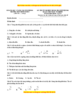Đề thi thử Vật lí trường Hồng Bàng - Hải Phòng năm 2023