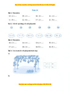 Bài tập cuối tuần Toán lớp 1 Tuần 26 Cánh diều (có lời giải)