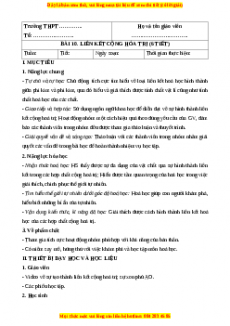 Giáo án Bài 10: Liên kết cộng hóa trị Hóa học 10 Chân trời sáng tạo