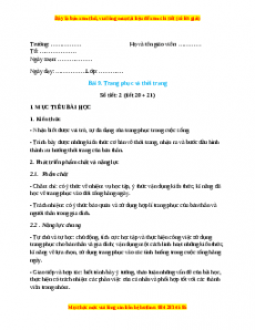 Giáo án Công nghệ 6 Bài 9 (Cánh diều): Trang phục và thời gian