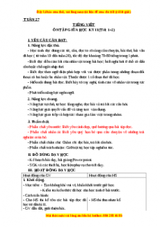 Giáo án Ôn tập giữa học kỳ II (T1+2) Tiếng việt 3 Kết nối tri thức