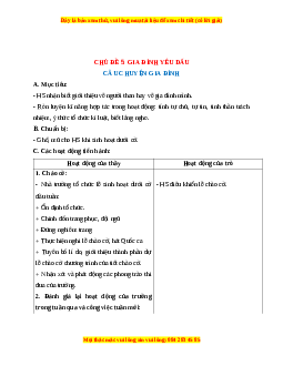Giáo án Gia đình yêu dấu HĐTN 1 Chân trời sáng tạo