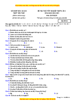 Đề thi thử Hóa học trường Yên Thế lần 2 năm 2023