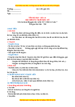 Giáo án Bài 14 Địa lí 7 Kết nối tri thức (2024): Đặc điểm tự nhiên Bắc Mĩ