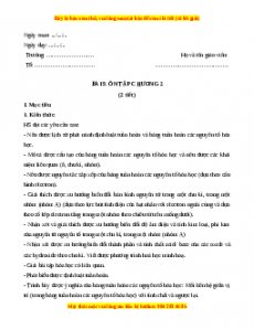 Giáo án Bài 9: Ôn tập chương 2 Hóa học 10 Kết nối tri thức