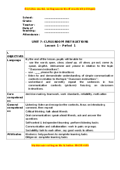 Giáo án Unit 7 Tiếng anh 3 global success