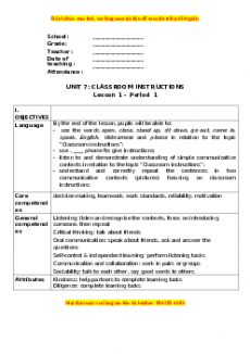 Giáo án Unit 7 Tiếng anh 3 global success