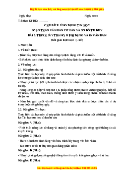 Giáo án Tin học 6 Cánh diều Chủ đề E bài 2: Trình bày trang định dạng và in văn bản