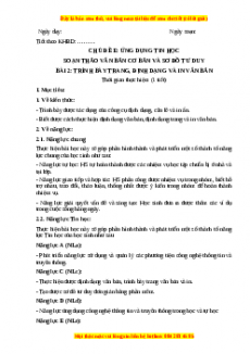 Giáo án Tin học 6 Cánh diều Chủ đề E bài 2: Trình bày trang định dạng và in văn bản