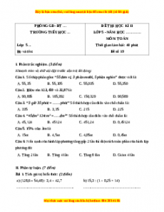 Đề thi cuối kì 2 Toán lớp 5 năm 2023 (Đề 19)