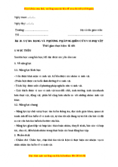 Giáo án Sinh học 10 Bài 20 (Kết nối tri thức): Sự đa dạng và phương pháp nghiên cứu vi sinh vật
