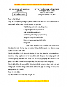 Đề chính thức Ngữ văn vào 10 Hà Nội năm 2021 - 2022