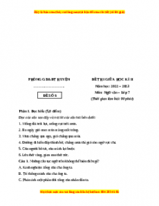 Đề thi giữa kì 2 Ngữ Văn lớp 7 Cánh diều có đáp án (Đề 6)