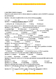 Đề thi trắc nghiệm Tiếng anh 10 năm 2022 - 2023 (Đề 28)