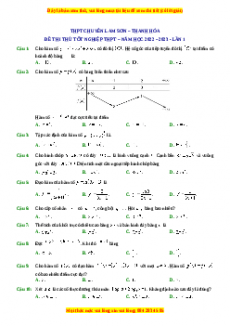 Đề thi thử Toán trường Chuyên Lam Sơn - Thanh Hóa lần 1 năm 2023