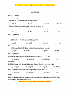 Bộ đề thi Toán 5 học kì 2 năm 2022 - 2023 - Đề 35
