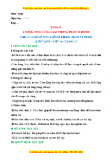 Giáo án Toán 3 Cánh diều Tuần 28: Chia cho số có một chữ số trong phạm vi 100 000