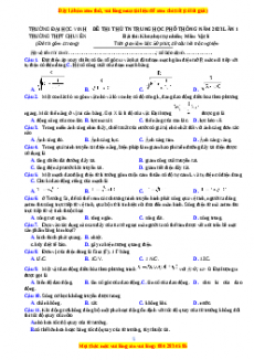 Đề thi thử Vật lí trường Chuyên ĐH Vinh lần 1 năm 2023