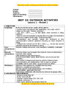 Giáo án Unit 19 Tiếng anh 3 global success