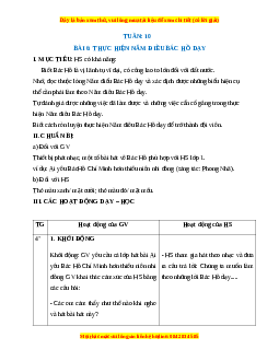 Giáo án HĐTN lớp 1 Tuần 10