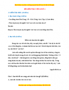 Đề thi cuối kì 2 Tiếng Việt lớp 2 Cánh diều (Đề 4)