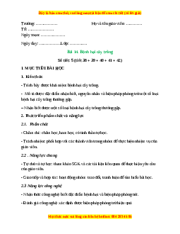 Giáo án Bài 14: Bệnh hại cây trồng Công nghệ 10 Cánh diều