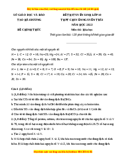 Đề thi vào 10 môn Hóa học năm 2023 - Trường THPT Chuyên Nguyễn Trãi